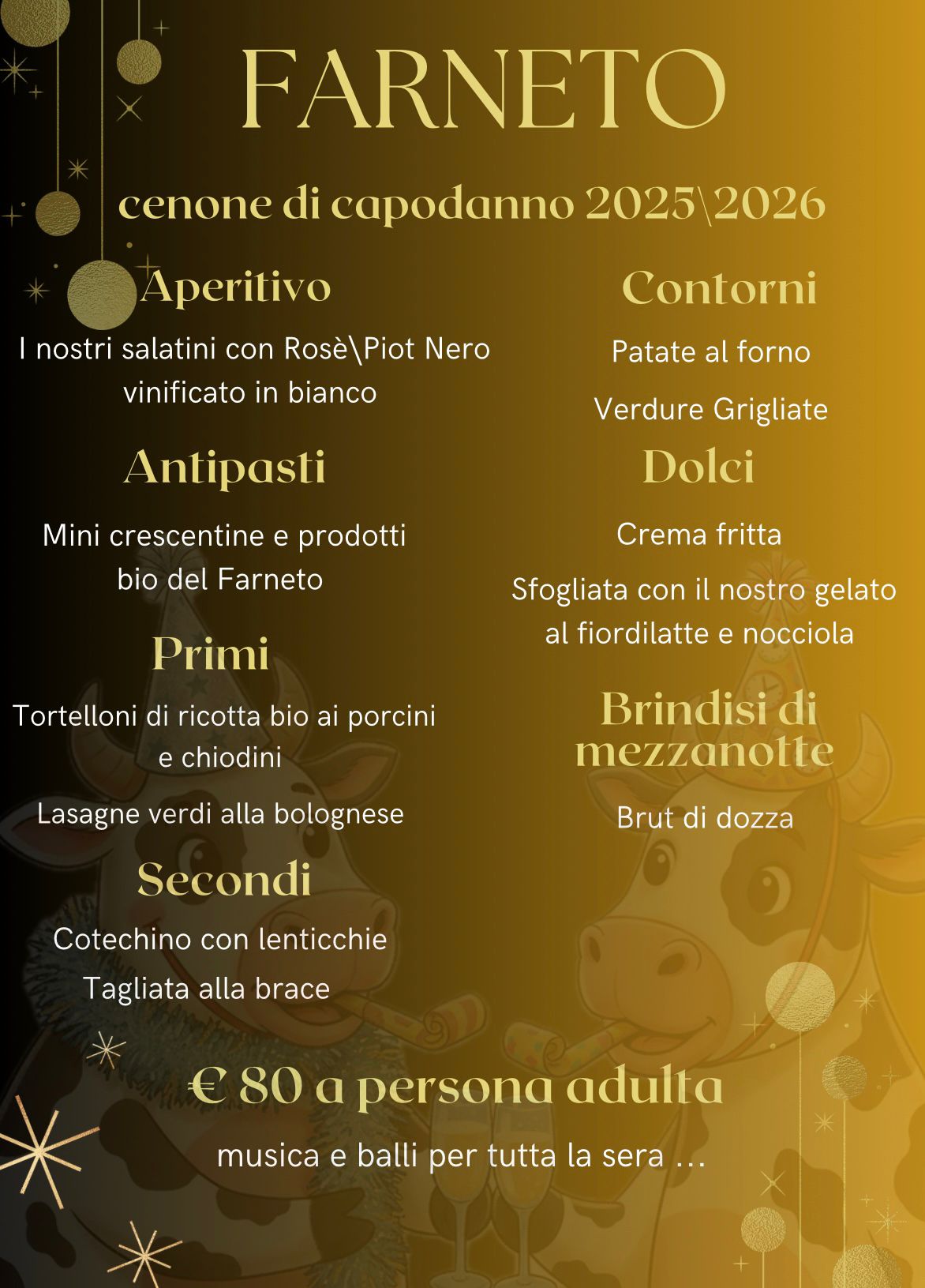 Menù Cenone di Capodanno 2025/2026 Agriturismo Farneto